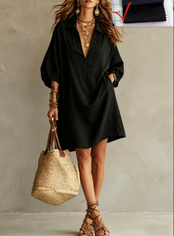 The Riviera Linen-Blend Shift Dress