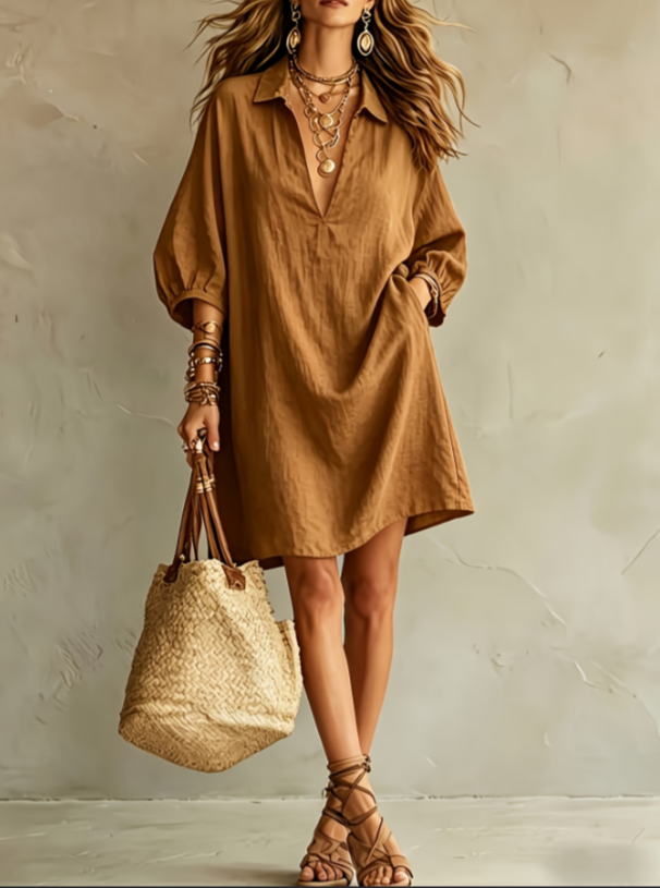 The Riviera Linen-Blend Shift Dress