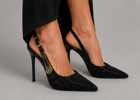 Pointed Toe Stiletto Rhinestone Patent Leather Closed Toe Hollow High Heels
