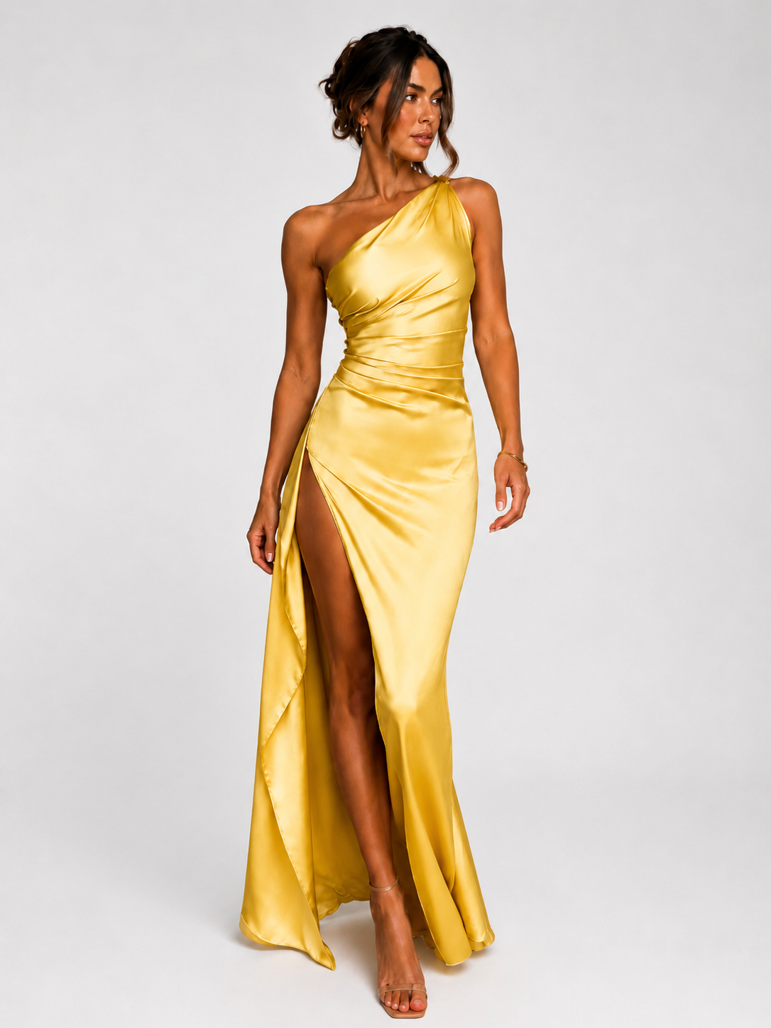 The Seraphina One-Shoulder Satin Maxi