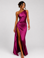 The Seraphina One-Shoulder Satin Maxi