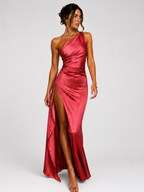 The Seraphina One-Shoulder Satin Maxi