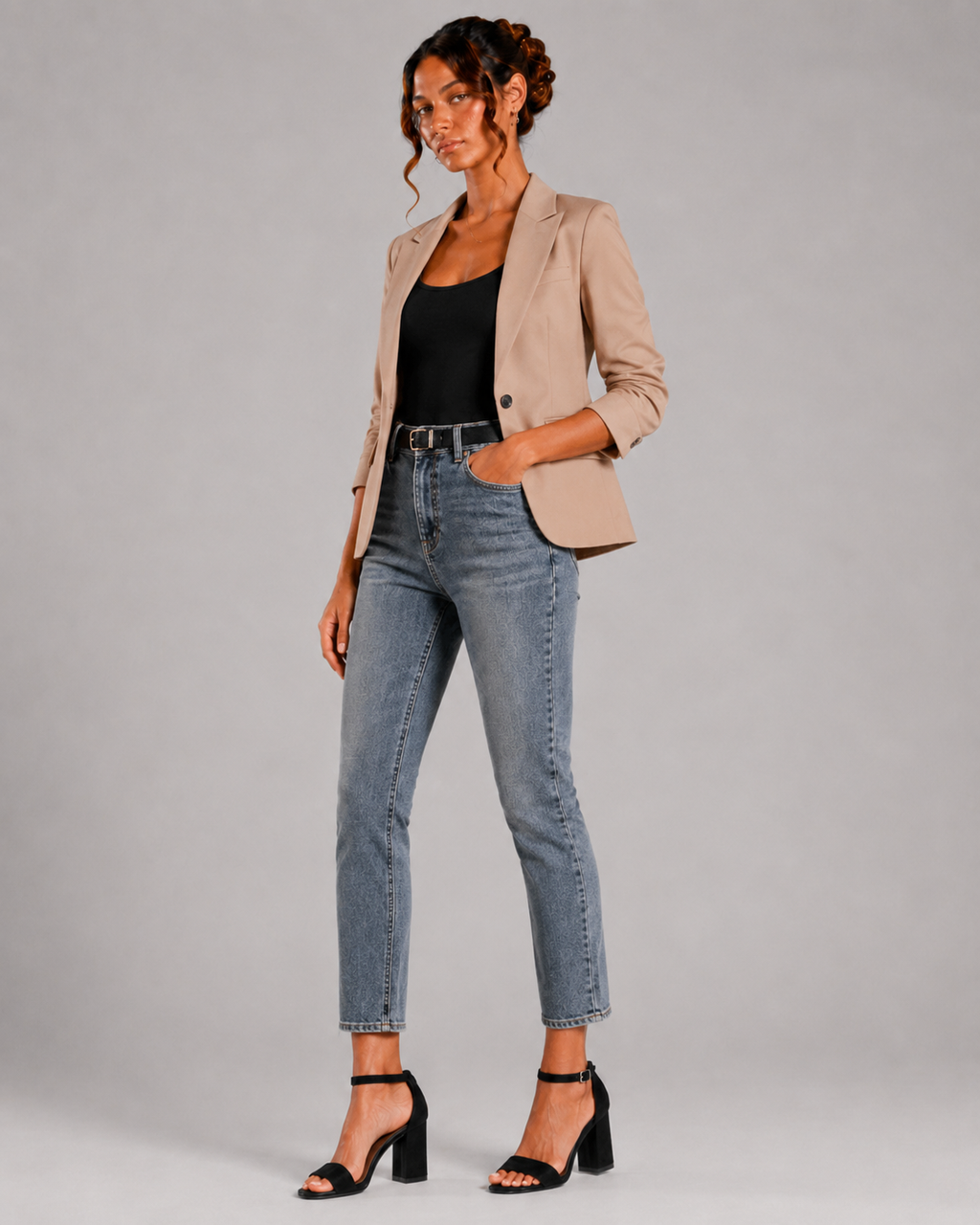 All-match Open-toe Buckle Roman High Heels