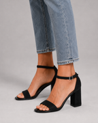 All-match Open-toe Buckle Roman High Heels