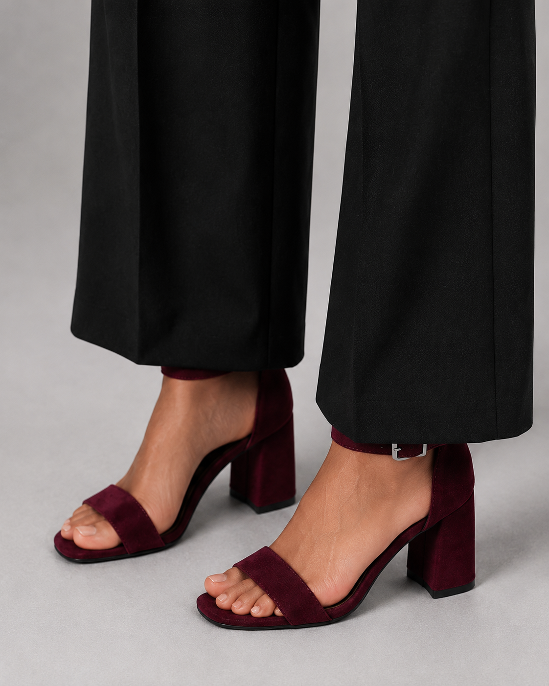 All-match Open-toe Buckle Roman High Heels