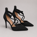 Pointed High Heel Shoes Elegant Cross Lace-up Shoes Suede
