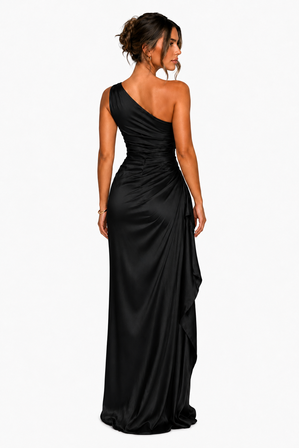 The Seraphina One-Shoulder Satin Maxi