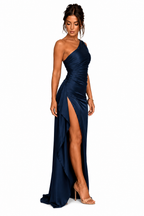 The Seraphina One-Shoulder Satin Maxi