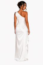 The Seraphina One-Shoulder Satin Maxi