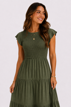 The Meadow Smocked Tiered Midi