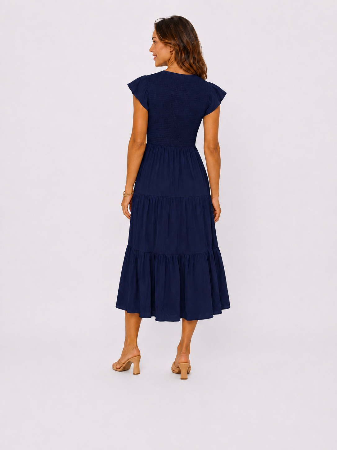 The Meadow Smocked Tiered Midi