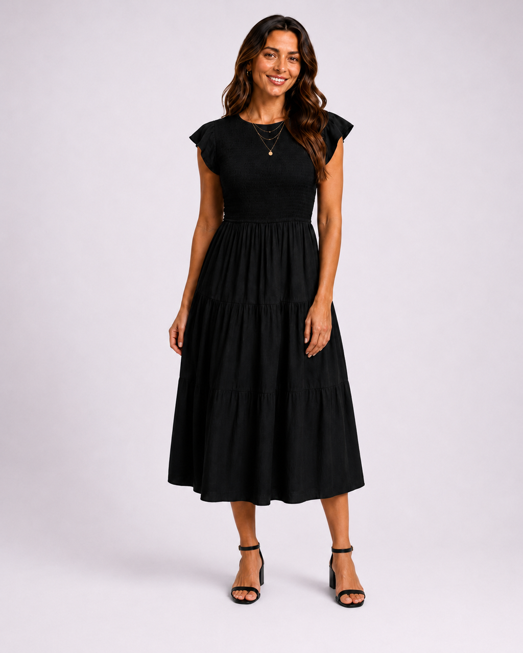 The Meadow Smocked Tiered Midi