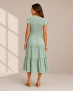 The Meadow Smocked Tiered Midi