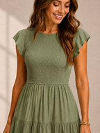 The Meadow Smocked Tiered Midi
