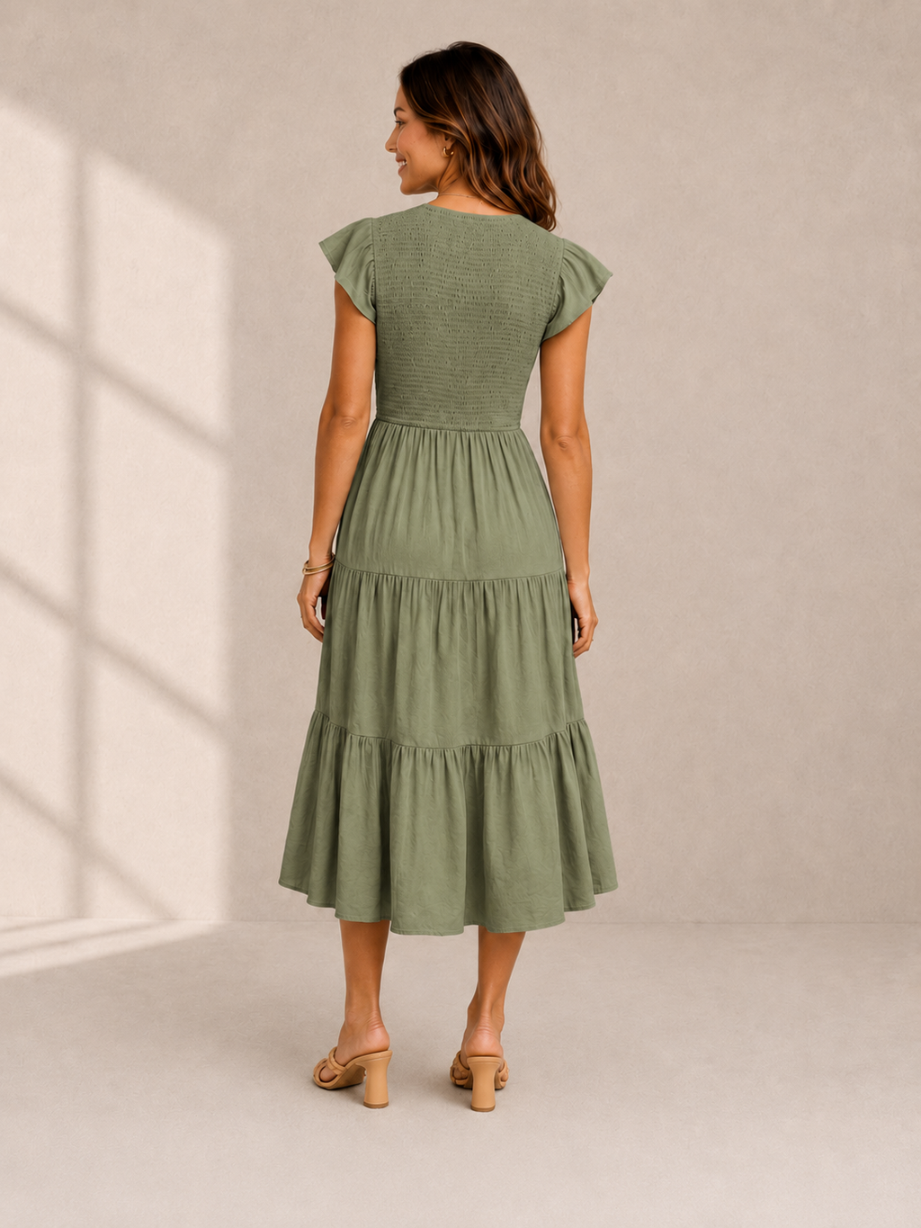 The Meadow Smocked Tiered Midi
