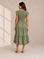 The Meadow Smocked Tiered Midi