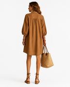 The Riviera Linen-Blend Shift Dress