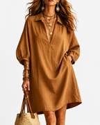 The Riviera Linen-Blend Shift Dress