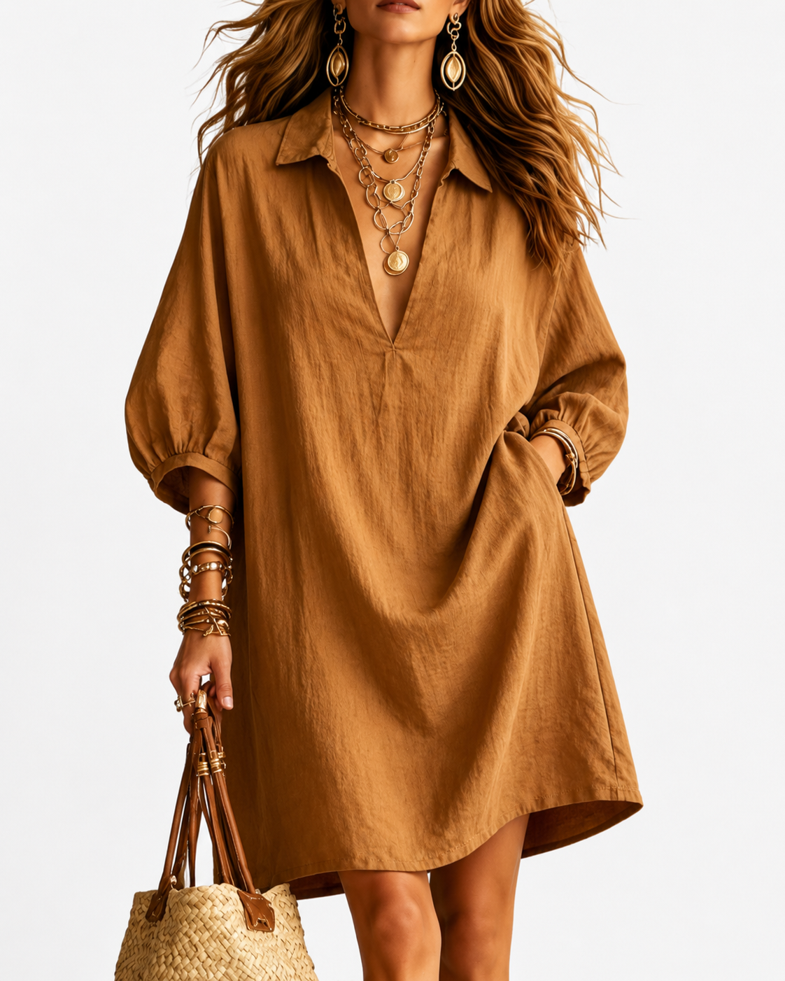 The Riviera Linen-Blend Shift Dress