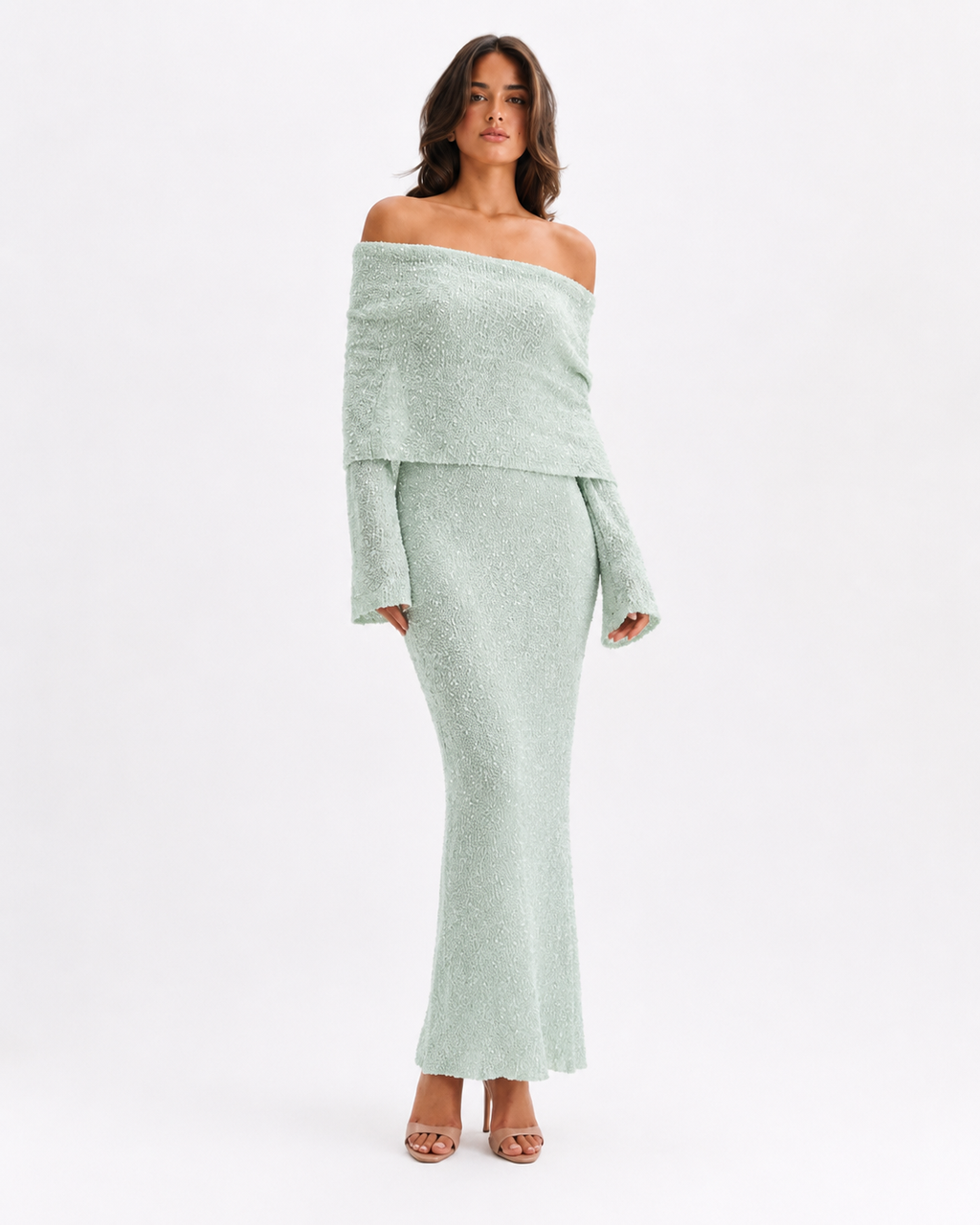 The Sage Ethereal Off-Shoulder Knit