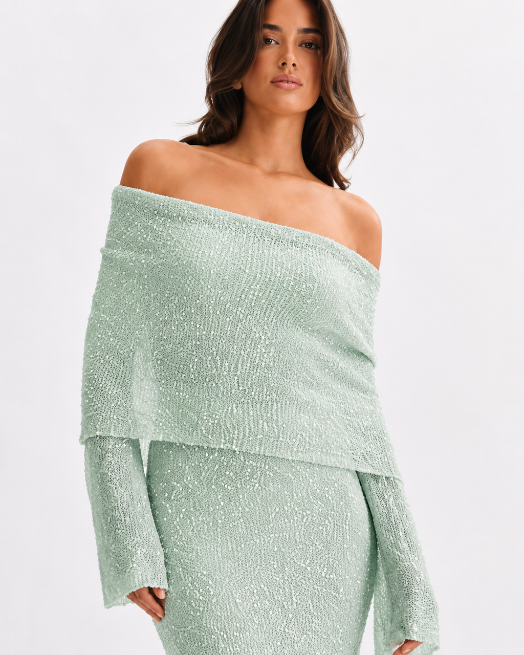 The Sage Ethereal Off-Shoulder Knit