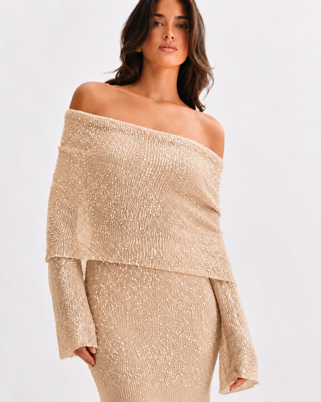 The Sage Ethereal Off-Shoulder Knit