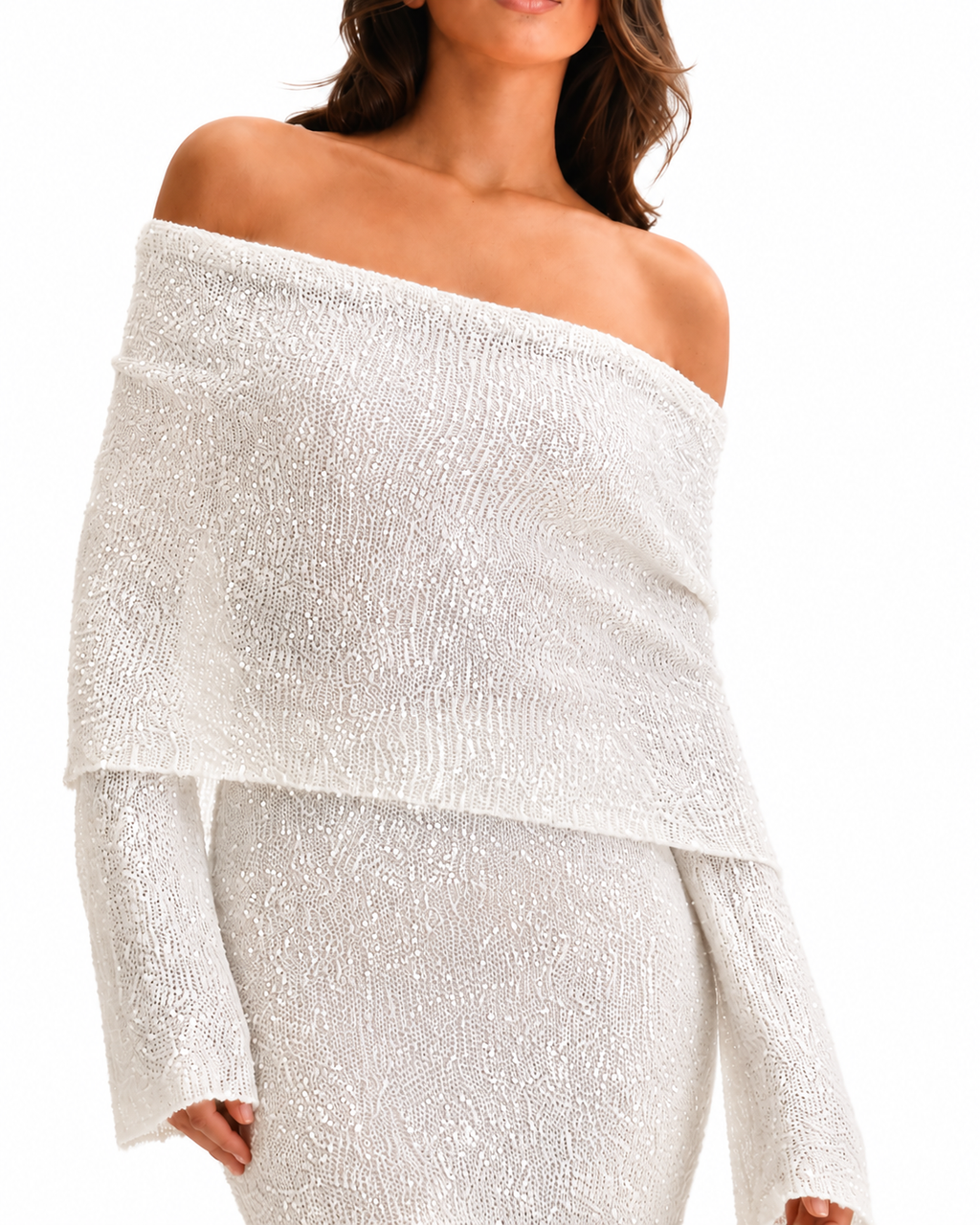 The Sage Ethereal Off-Shoulder Knit