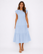 The Meadow Smocked Tiered Midi
