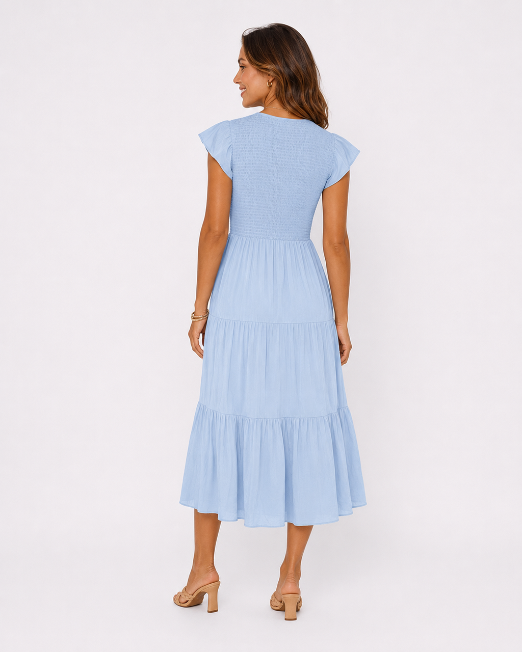 The Meadow Smocked Tiered Midi