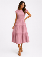 The Meadow Smocked Tiered Midi