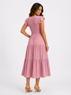 The Meadow Smocked Tiered Midi