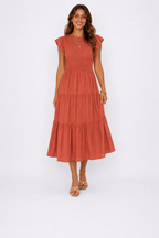 The Meadow Smocked Tiered Midi