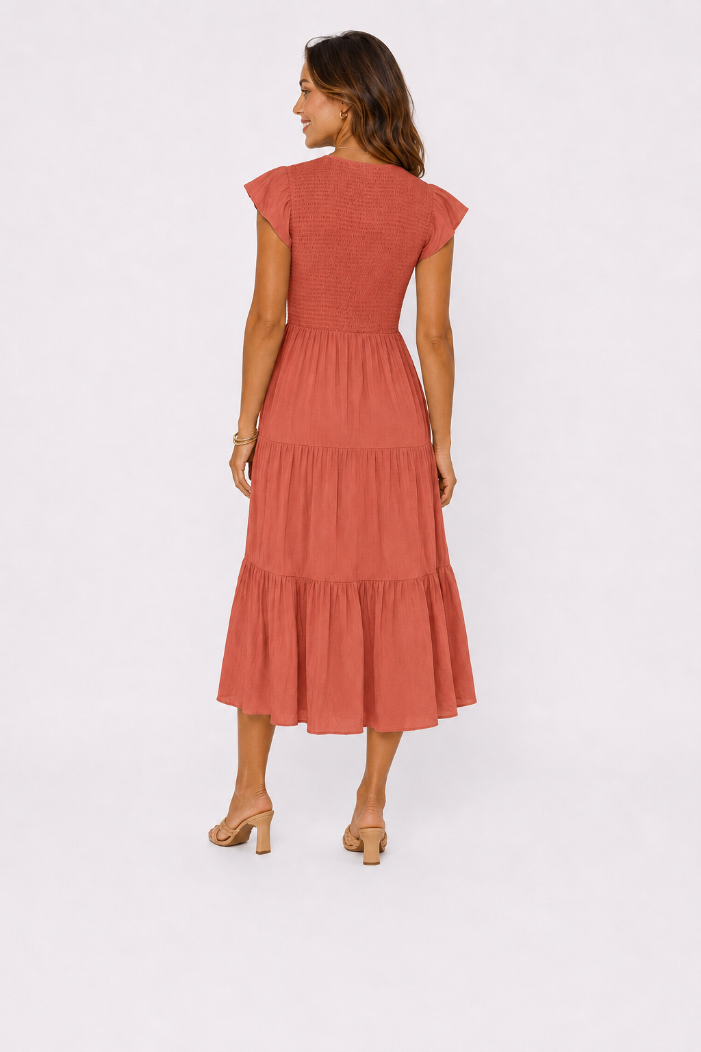 The Meadow Smocked Tiered Midi