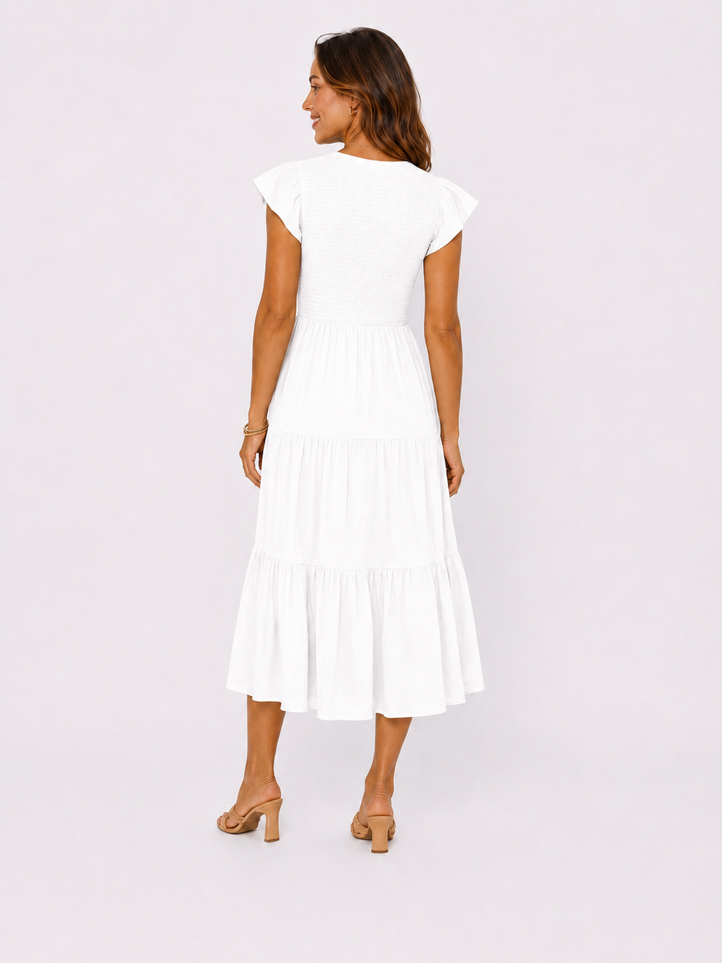 The Meadow Smocked Tiered Midi