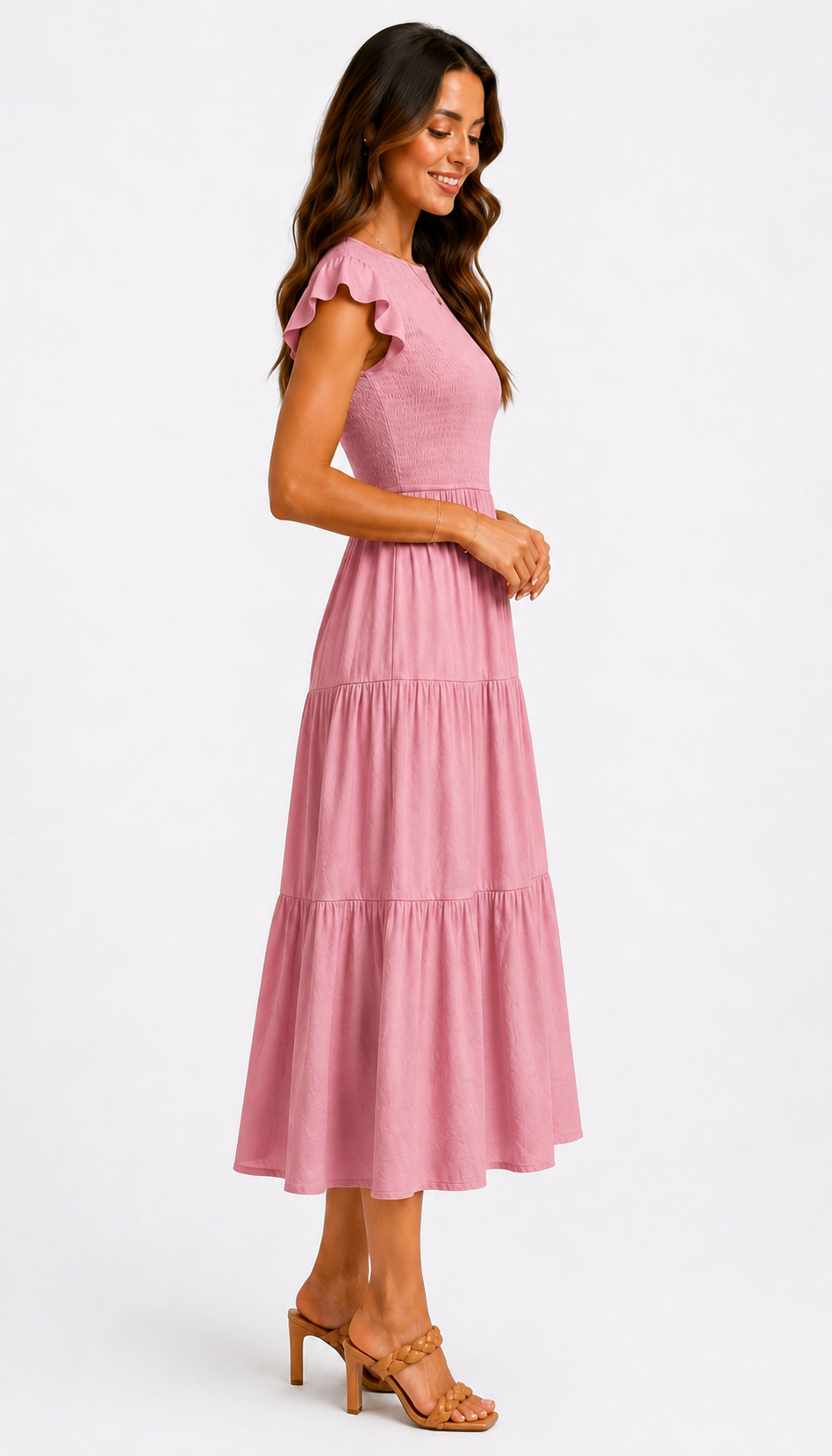 The Meadow Smocked Tiered Midi