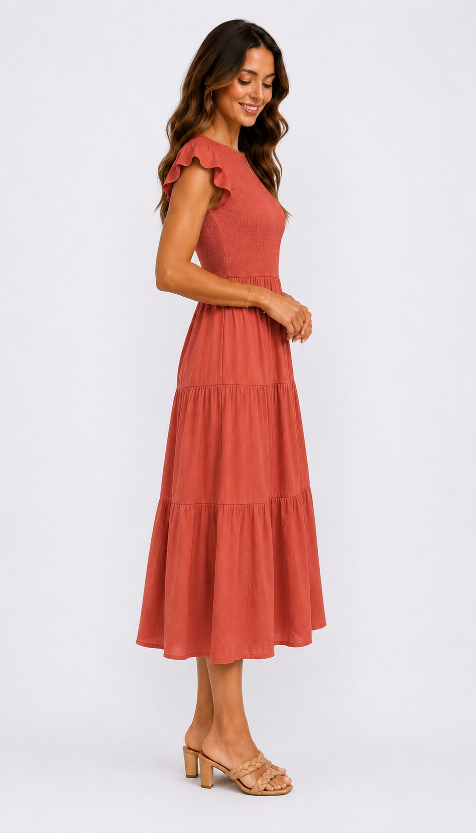 The Meadow Smocked Tiered Midi