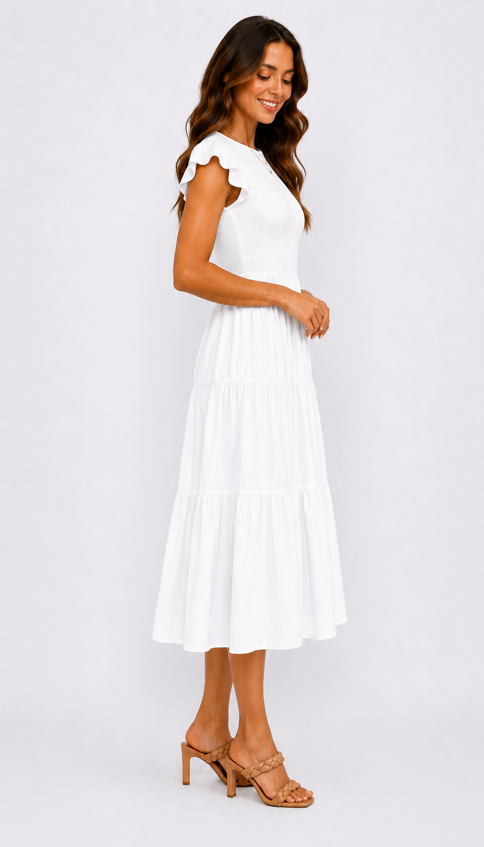 The Meadow Smocked Tiered Midi