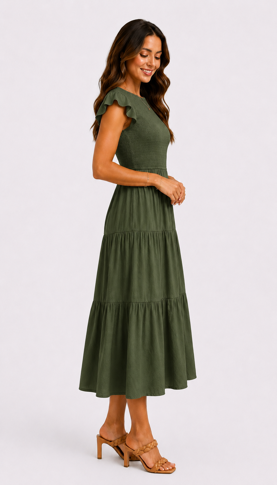 The Meadow Smocked Tiered Midi