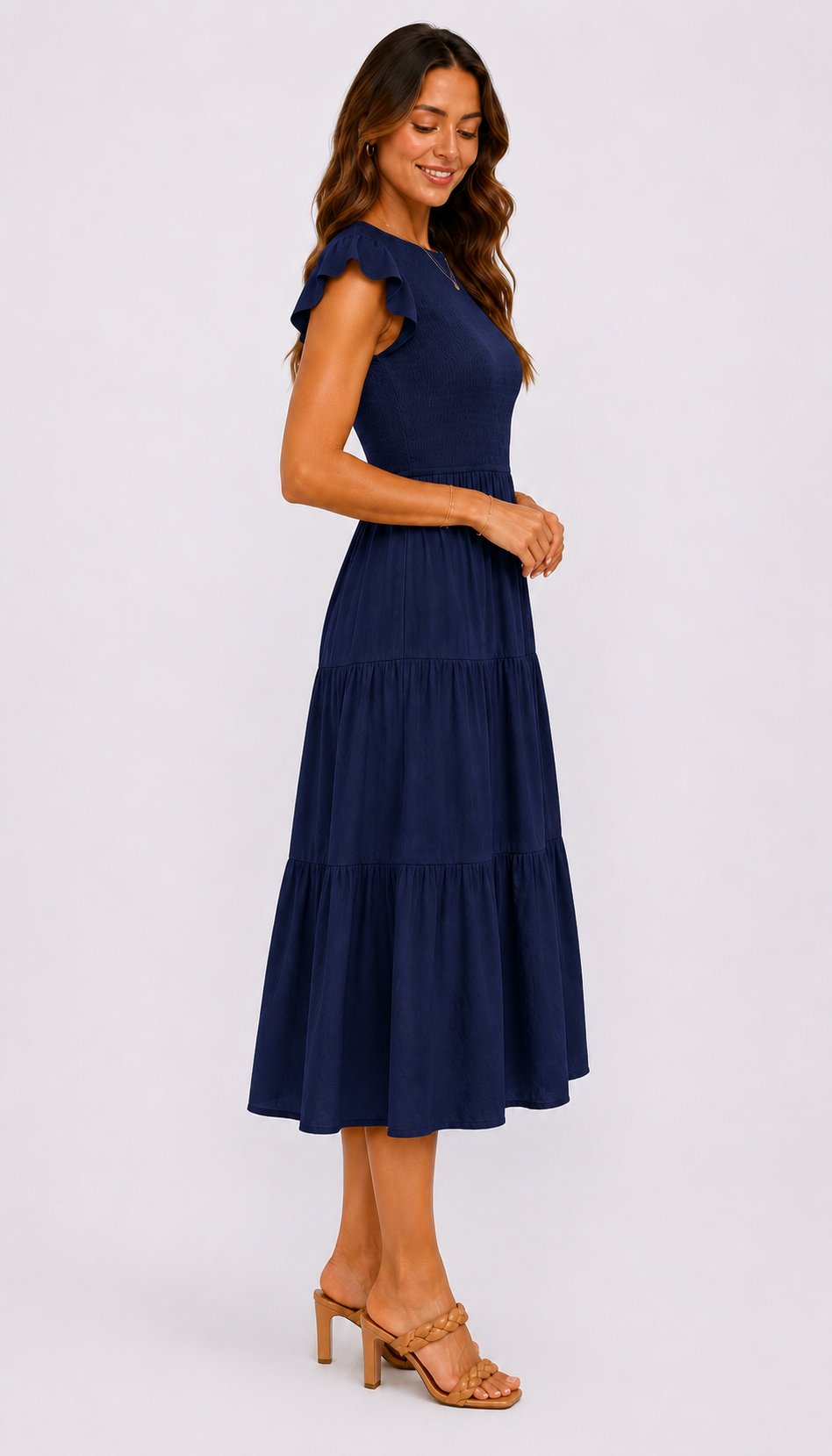 The Meadow Smocked Tiered Midi