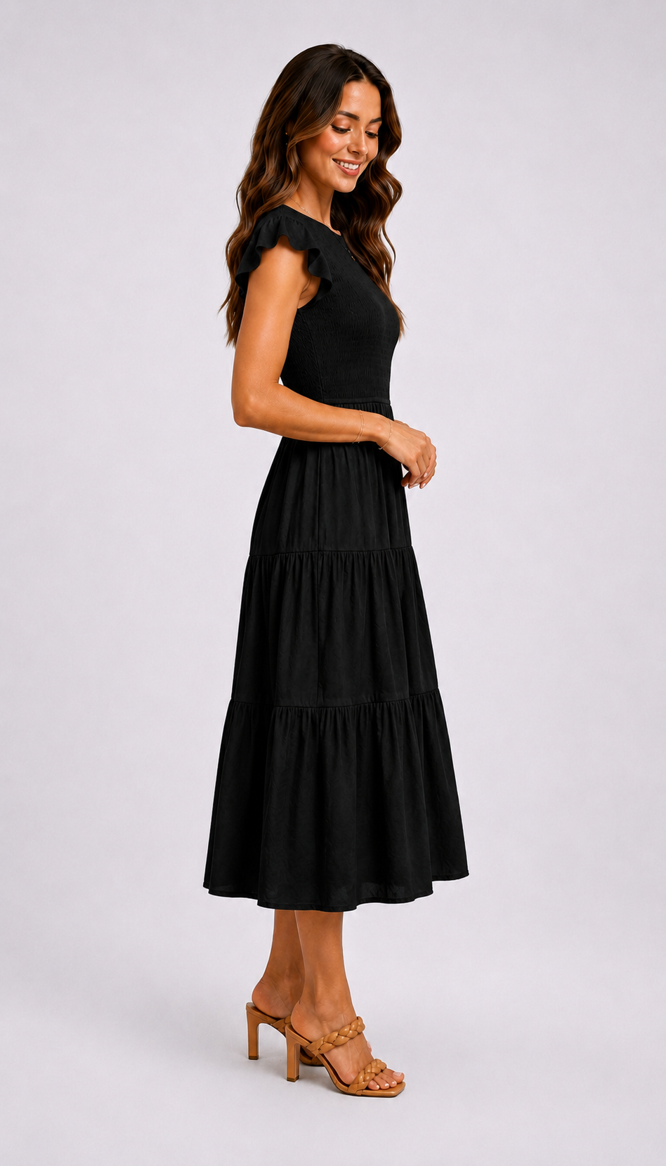 The Meadow Smocked Tiered Midi