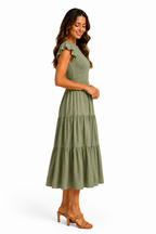 The Meadow Smocked Tiered Midi