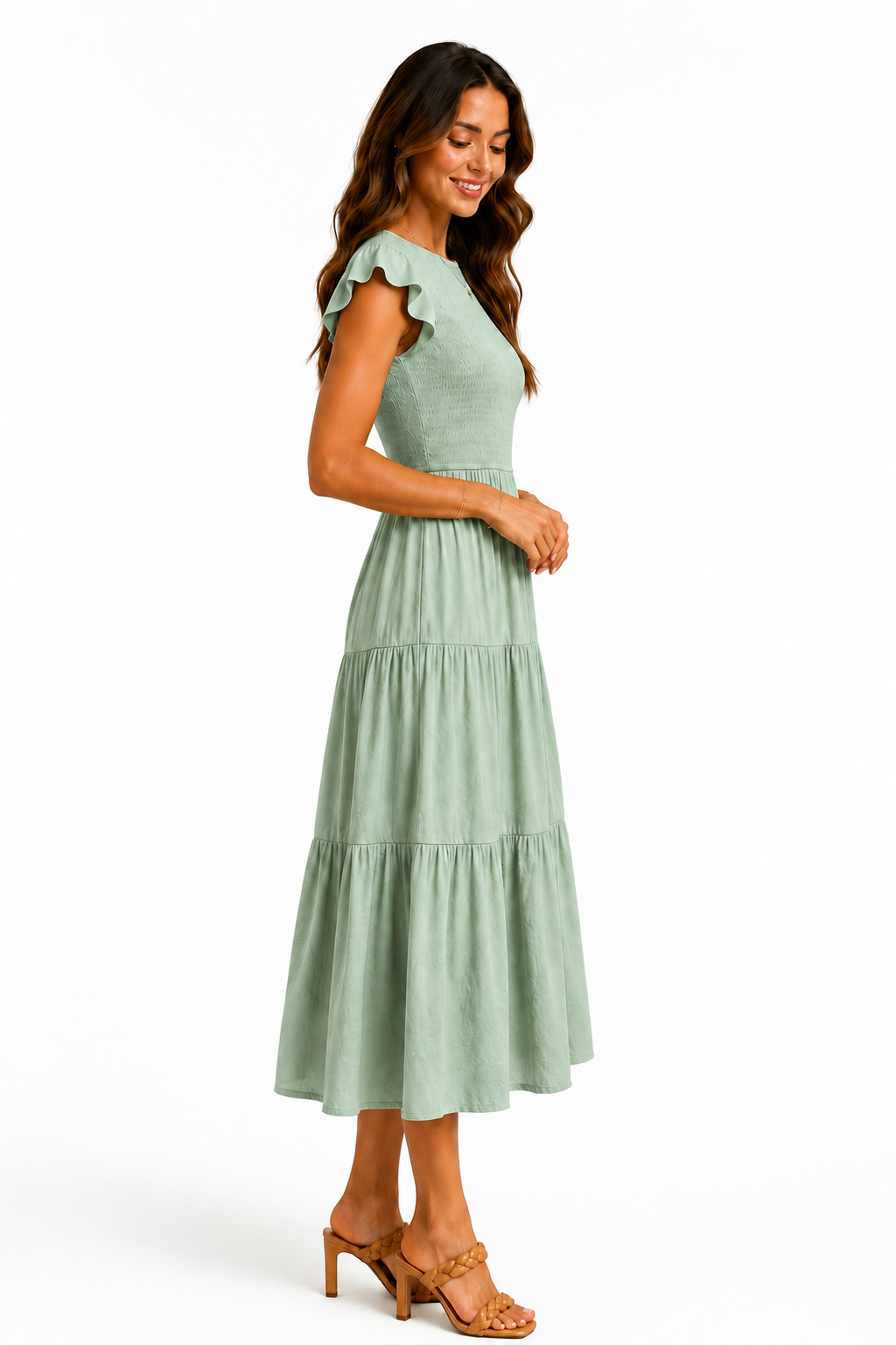 The Meadow Smocked Tiered Midi