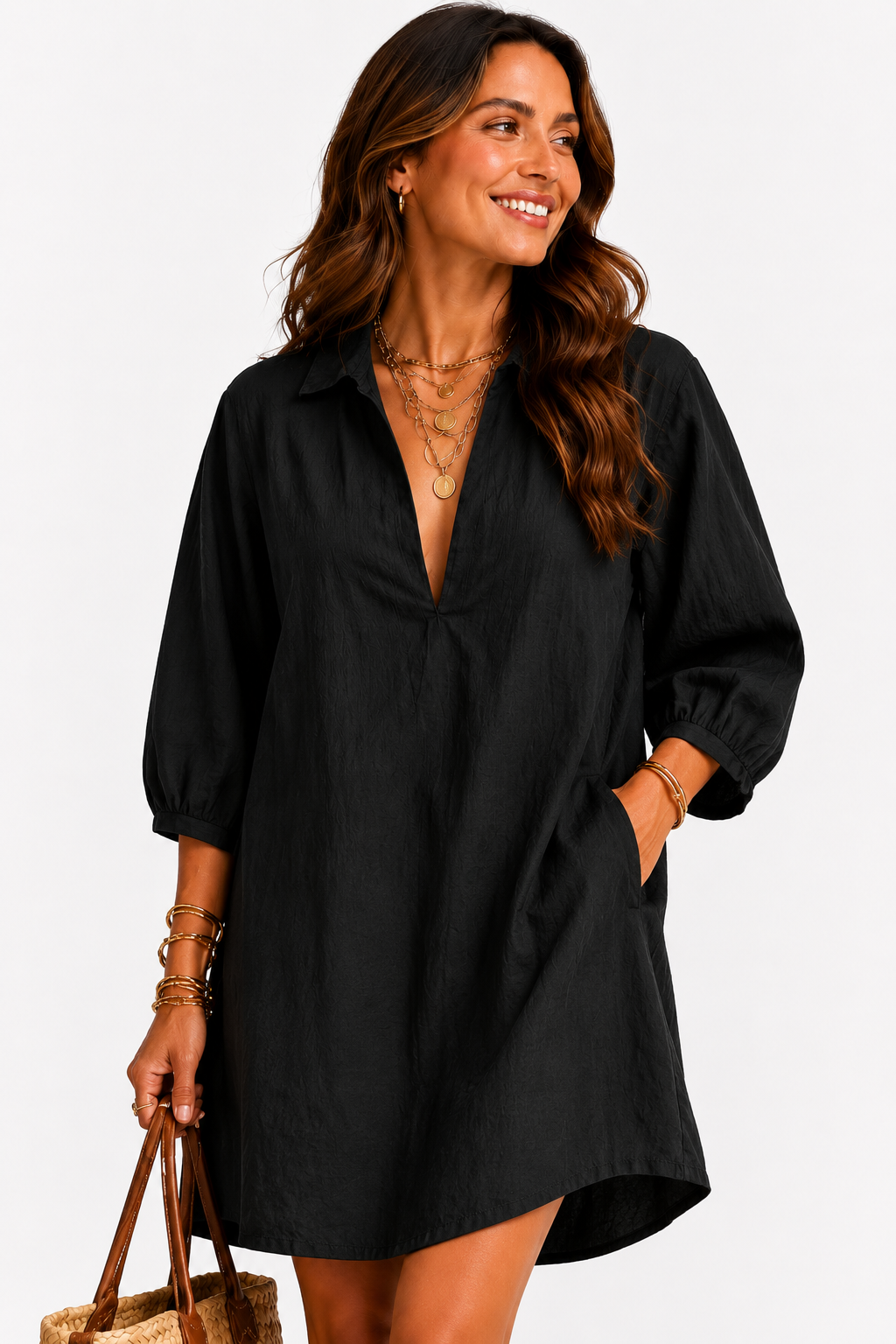 The Riviera Linen-Blend Shift Dress