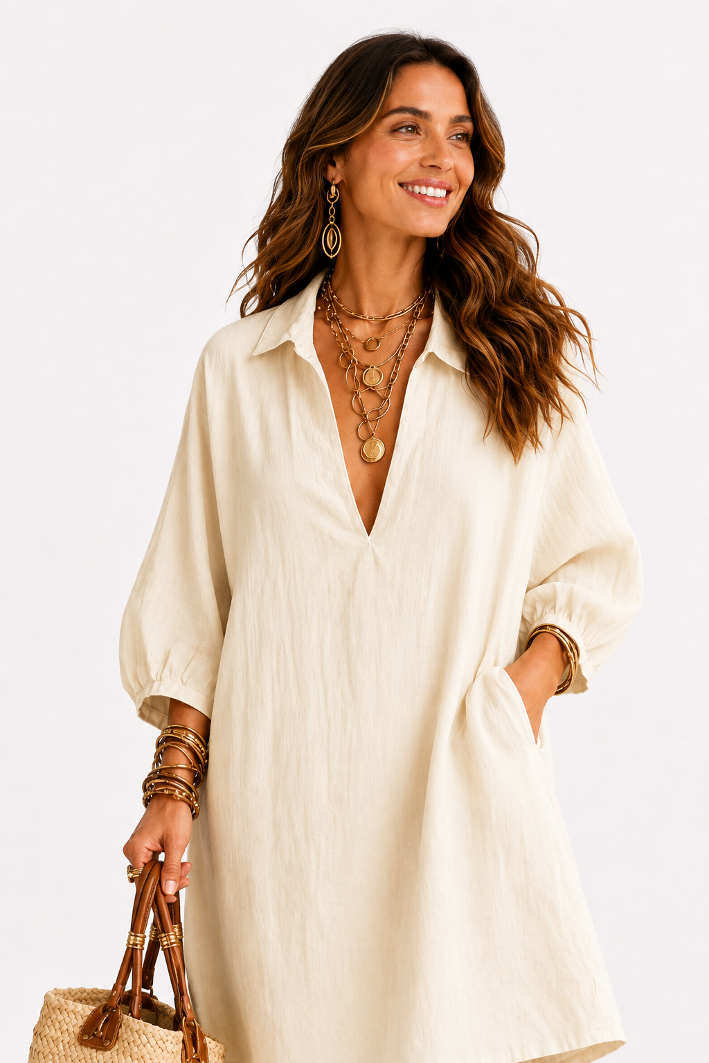 The Riviera Linen-Blend Shift Dress
