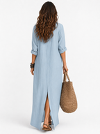 The Alora Linen Maxi Shirt Dress