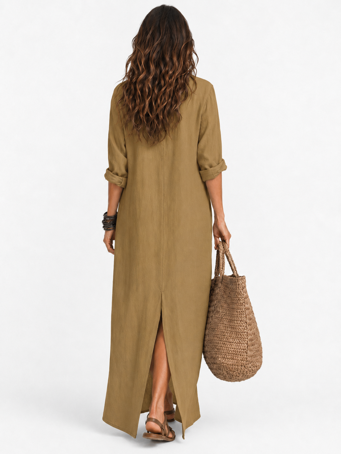 The Alora Linen Maxi Shirt Dress
