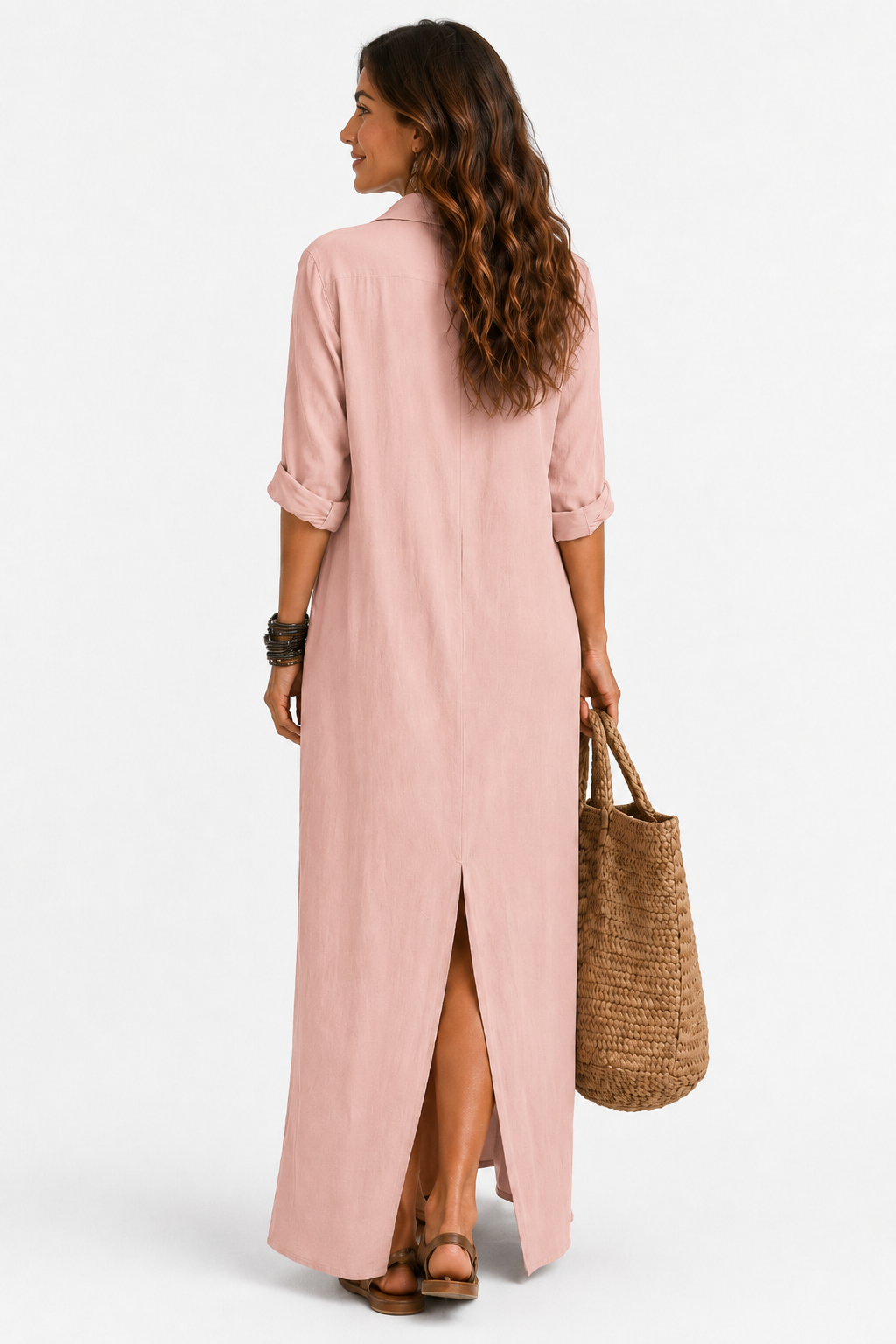 The Alora Linen Maxi Shirt Dress
