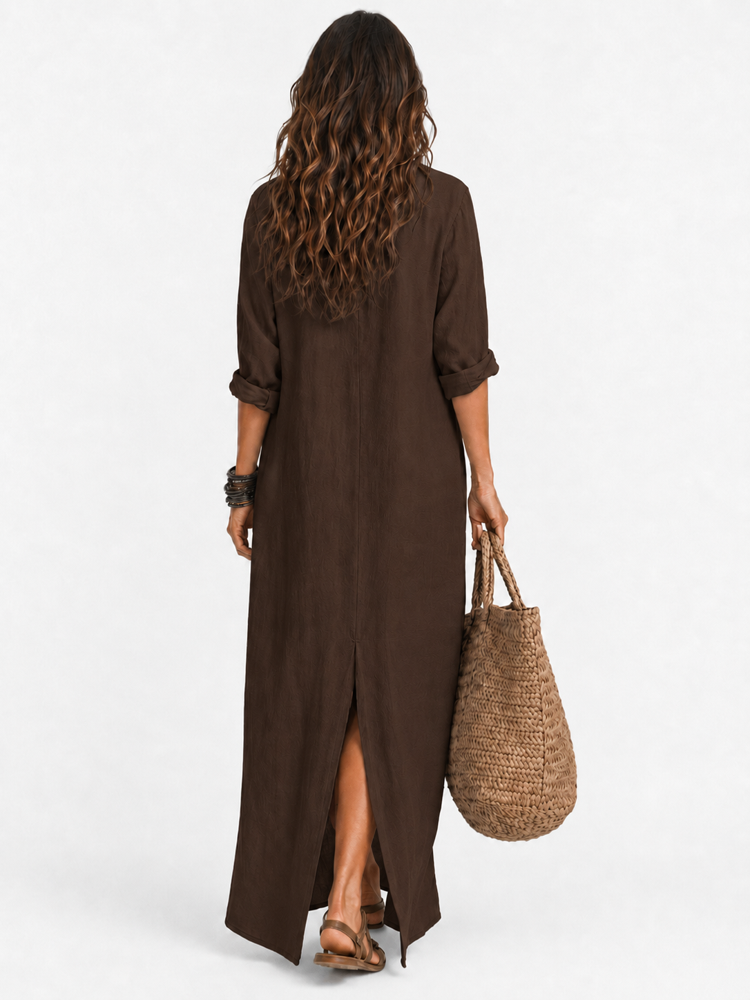 The Alora Linen Maxi Shirt Dress