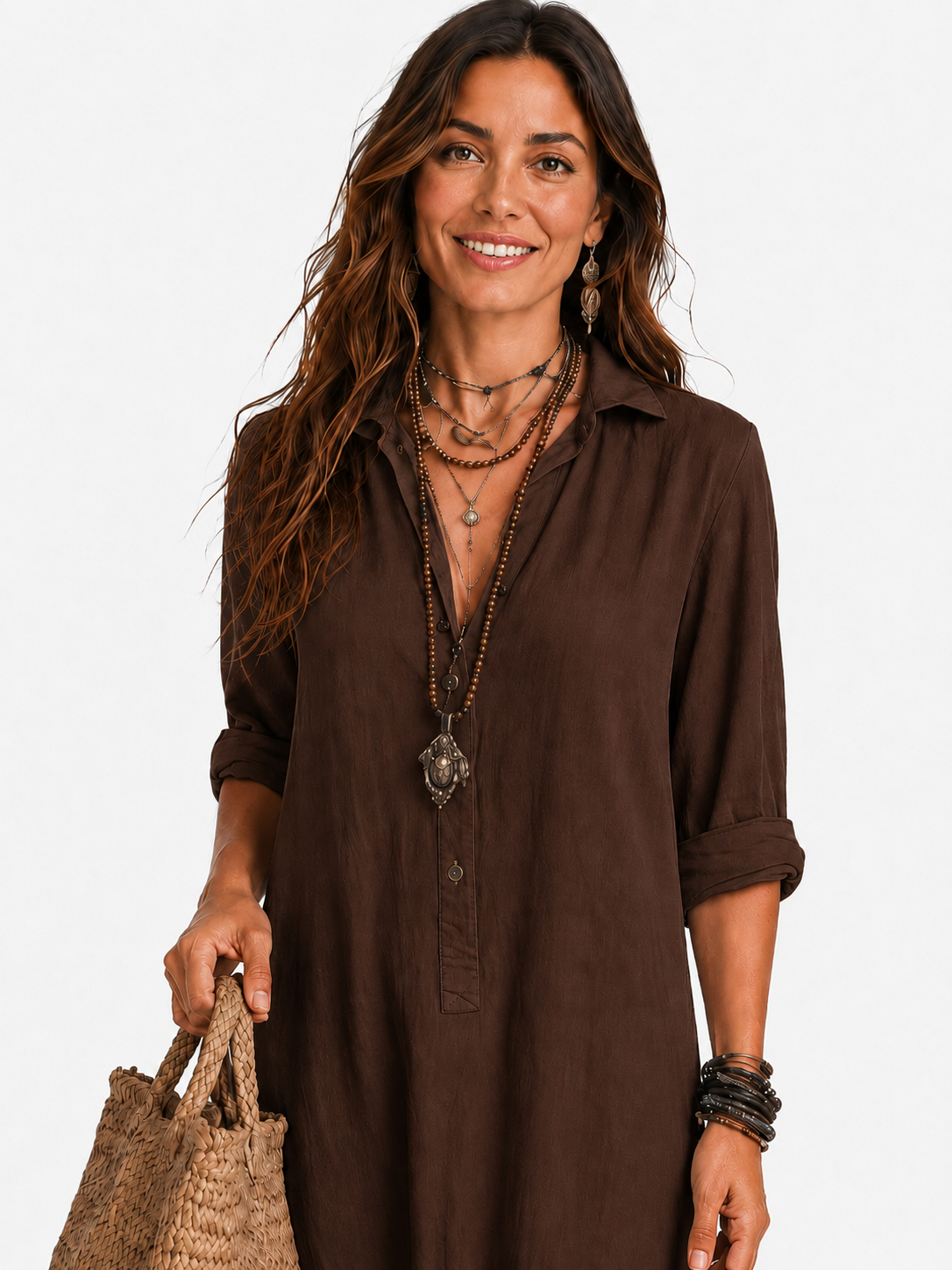 The Alora Linen Maxi Shirt Dress