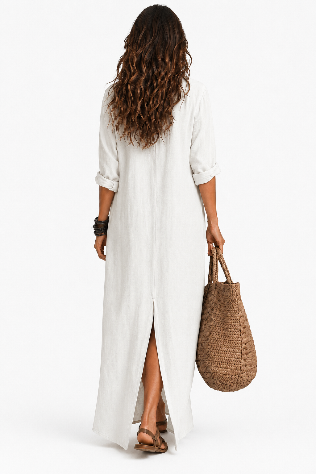 The Alora Linen Maxi Shirt Dress